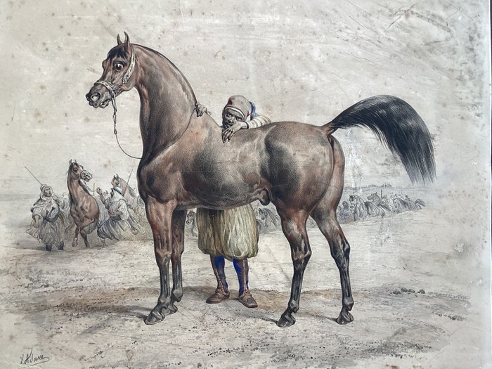 Victor Adam (1801-1866) - Franco-Algerian War-1830-Horse and Groom  ‘Bataille et prise d’Alger’  the ‘6th Dragoon Guards’