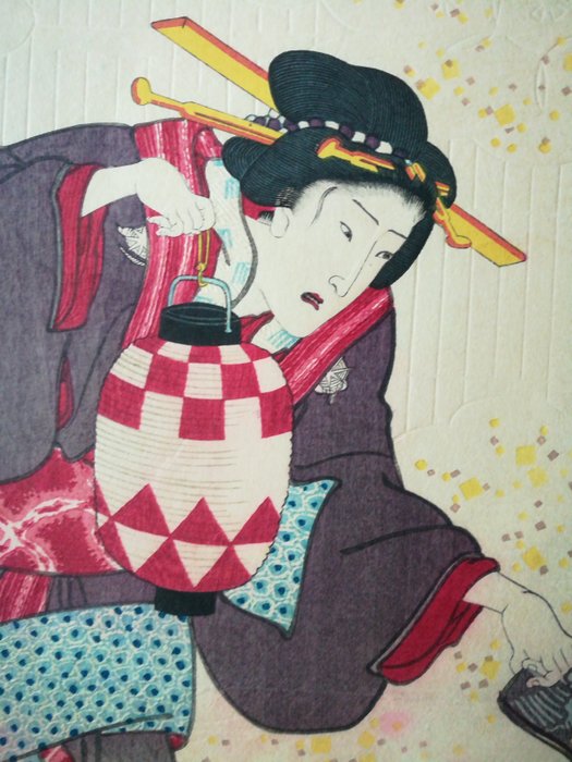 Original Woodblock Print . The Mitsuuji . Jusan no maki . 1858 安政 Ère Ansei - Utagawa Kunisada . Toyokuni III .  歌川豊国三代 1786–1864 . - Japan -  Edo-perioden (1600-1868)