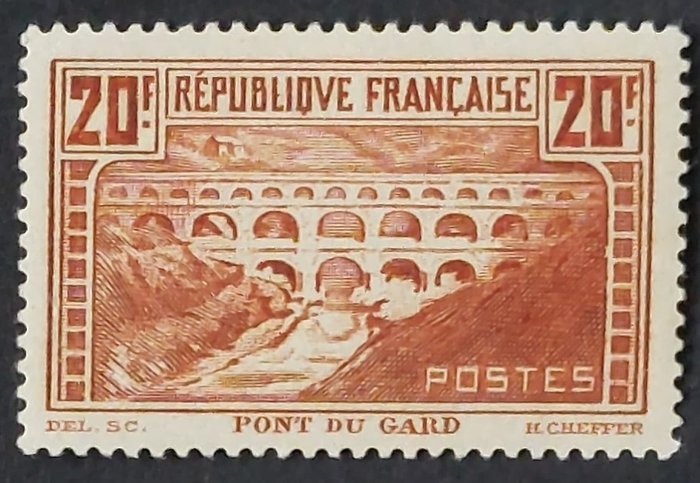 Frankrig 1929/31 - Pont du Gard type IIB New** og VF - Yvert 262