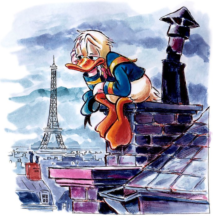 Tony Fernandez - Donald Duck in Paris - Hand Signed - Fine Art Print