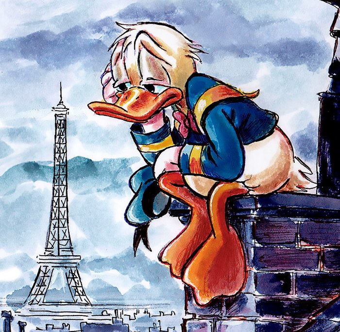 Tony Fernandez - Donald Duck in Paris - Hand Signed - Fine Art Print