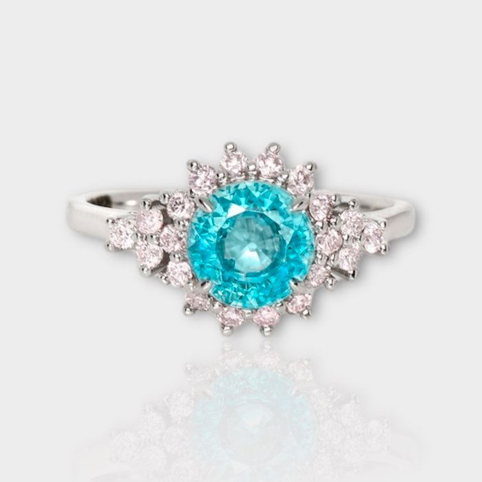 Ingen mindstepris - Forlovelsesring - 14 karat Hvidguld -  233ct tw Zirkon - Diamant - IGI 195 ct Intense Blue