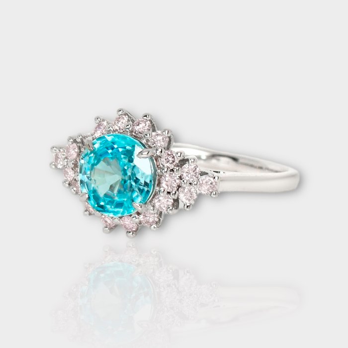 Ingen mindstepris - Forlovelsesring - 14 karat Hvidguld -  233ct tw Zirkon - Diamant - IGI 195 ct Intense Blue