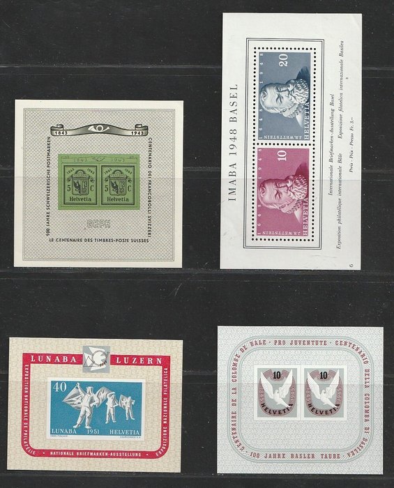 Schweiz 1936/1955 - 4 bedre blokke - Michel blok 10, 12, 13, 14