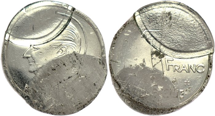 Belgien. Albert II (1993-2013). Franc 1997 FR - MINT ERROR / MISSLAG: double-struck between blank coin flan - VERY RARE