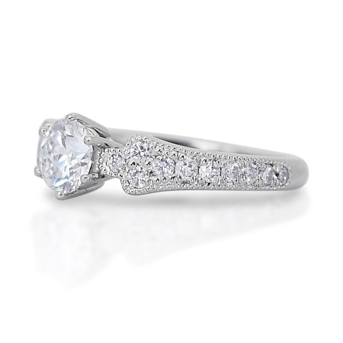 Ring - 18 kraat Hvidguld -  1.12ct. tw. Diamant (Natur) - Diamant