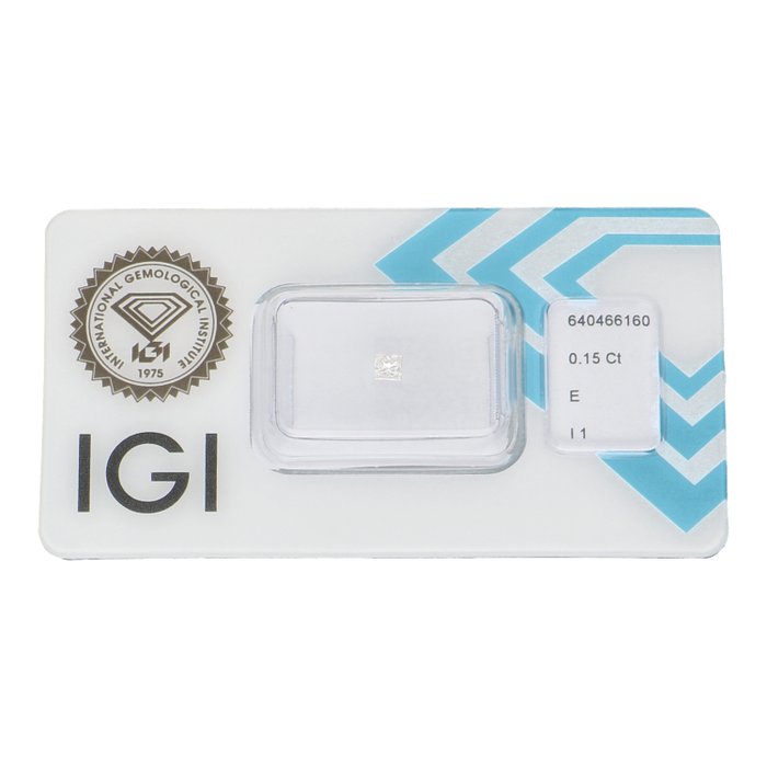 Ingen mindstepris - 1 pcs Diamant  (Natur)  - 0.15 ct - Kvadrat - E - I1 - International Gemological Institute (IGI)