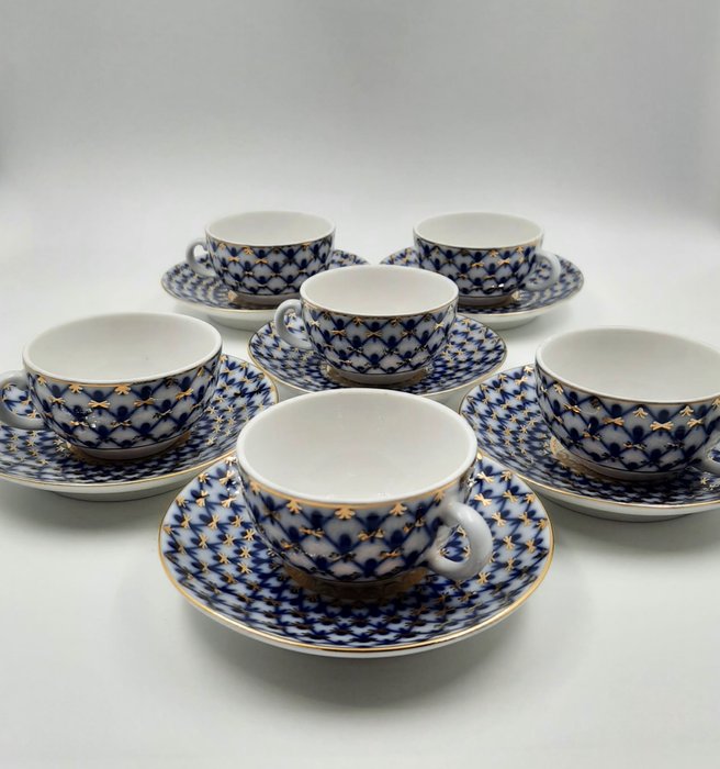 Lomonosov Imperial Porcelain Factory - Yatskevich - Kaffekop (12) - Tazzine da caffé Espresso - 22 kt guld