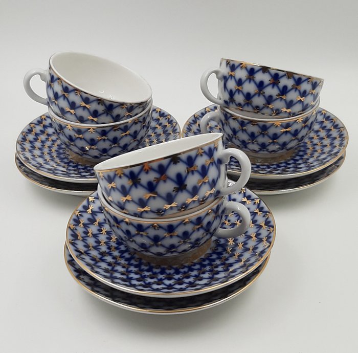 Lomonosov Imperial Porcelain Factory - Yatskevich - Kaffekop (12) - Tazzine da caffé Espresso - 22 kt guld