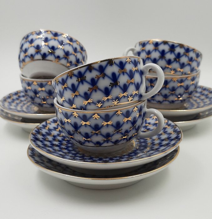 Lomonosov Imperial Porcelain Factory - Yatskevich - Kaffekop (12) - Tazzine da caffé Espresso - 22 kt guld