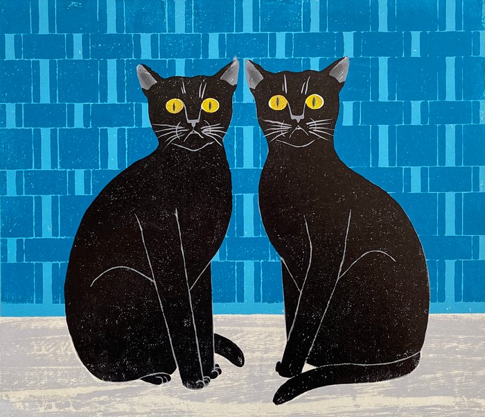 Brothers 5 - Black Cats - Nishida Tadashige 西田忠重 (b 1942) - Japan