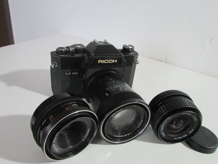 Ricoh SLX 500 + Tessar 50mm + Tokina 28mm + Revue 135mm - M42 | Reflekskamera med enkelt linse (SLR)