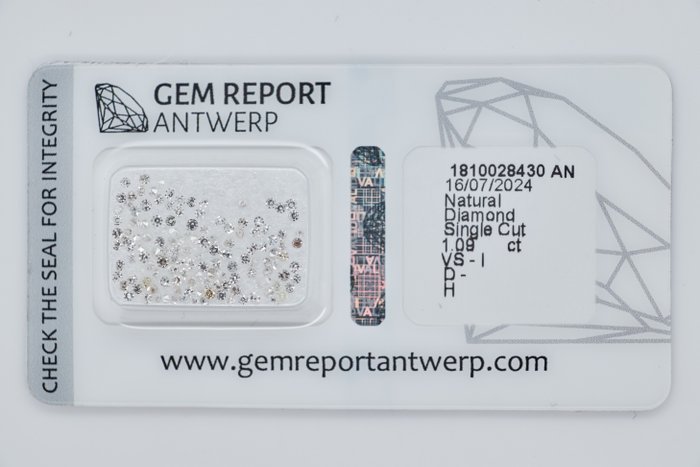 Ingen mindstepris - 1 pcs Diamant  (Natur)  - 1.09 ct - D (farveløs), H - I3, VS1 - Gem Report Antwerp (GRA) - Rund enkelt snit