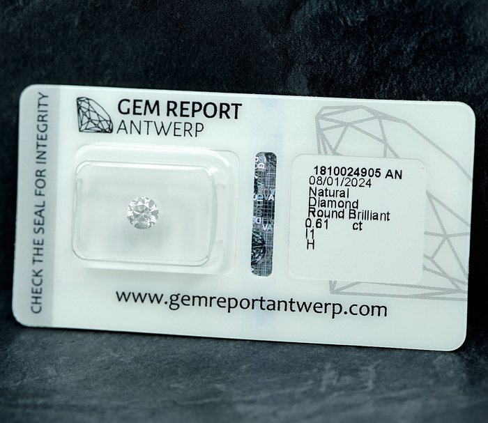 1 pcs Diamant  (Natur)  - 0.61 ct - H - I1 - Gem Report Antwerp (GRA)