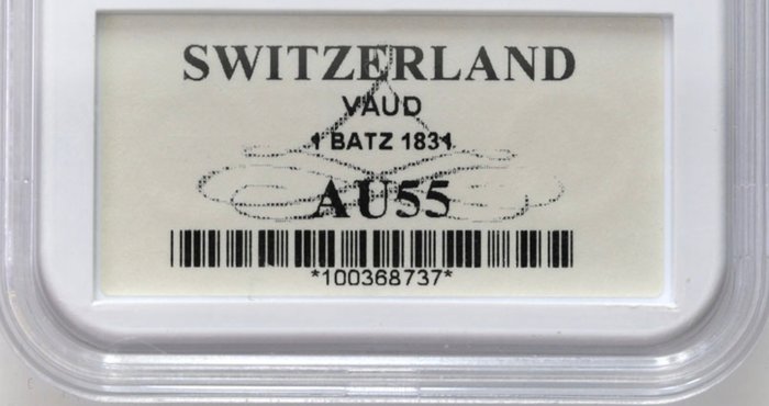 Schweiz. 1 Batzen 1831 Canton of Vaud - in slab GCN AU 55  (Ingen mindstepris)