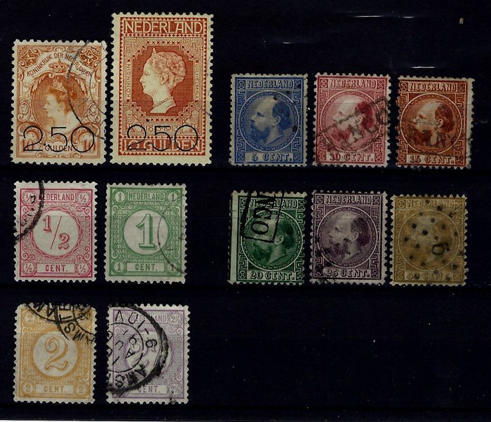 Holland 1867/1920 - Klassisk William III, trykstempler og frimærker - NVPH 7-12, 30-33, 104-105