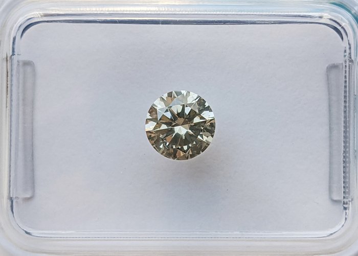 Ingen mindstepris - 1 pcs Diamant  (Naturfarvet)  - 0.50 ct - Rund - Fancy light Grålig, Grønlig Gul - SI2 - International Gemological Institute (IGI)