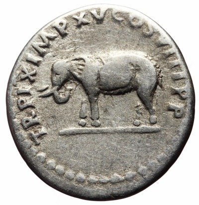 Romarriket. Titus (AD 79-81). Denarius Elephant issue, commemorating building of colloseum