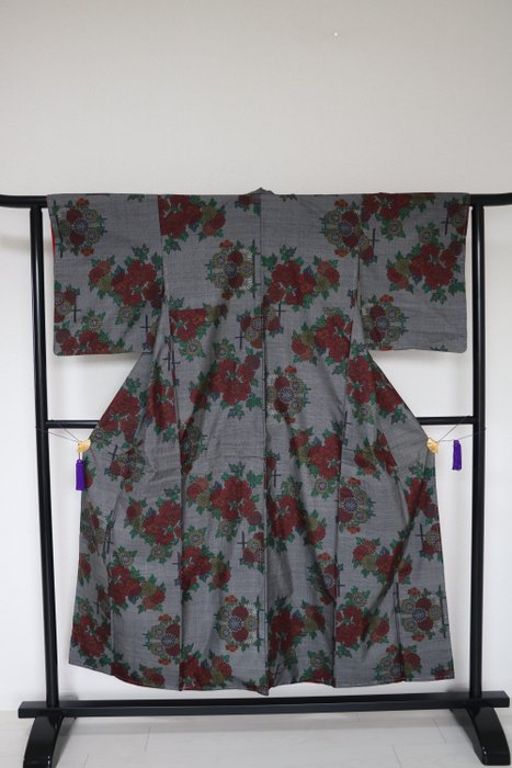 kimono 大島紬 Oshima Tsumugi, japansk ikat - Silke - Japan - Showa/Heisei periode