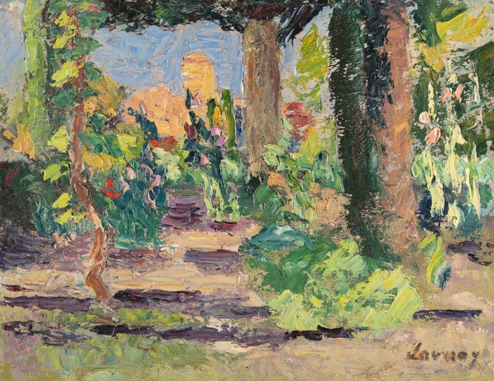 Abel Lauvray (1870-1950) - Vue sous les arbres, Villeneuve-les-Avignons