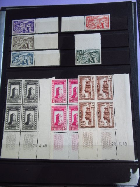 Fezzan 1946/1951 - komplet inklusive daterede hjørner og luftpost - Yvert n°38/67 et PA n°6/7 et Taxe 6/11