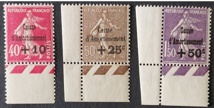 Frankrig 1930 - Sinking Fund, serien af 3 frimærker - Yvert 266-68