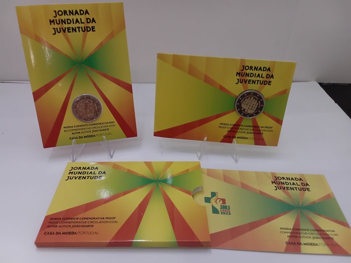 Portugal. 2 Euro 2023 "Jornada Mundial da Juventude" Proof + BU  (Ingen mindstepris)