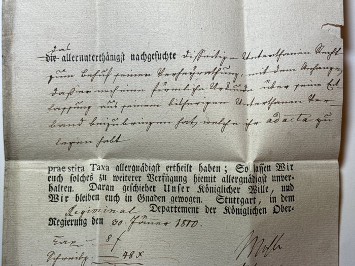 König Friedrich I von Württemberg - Schöner amtlicher Brief des Königs mit Signaturen seiner Beamten - 1810