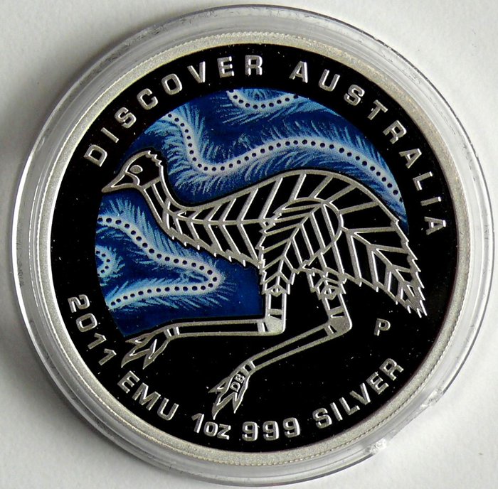 Australien. 1 Dollar 2011 Discover Australie - Emu, 1 Oz (.999)  (Ingen mindstepris)