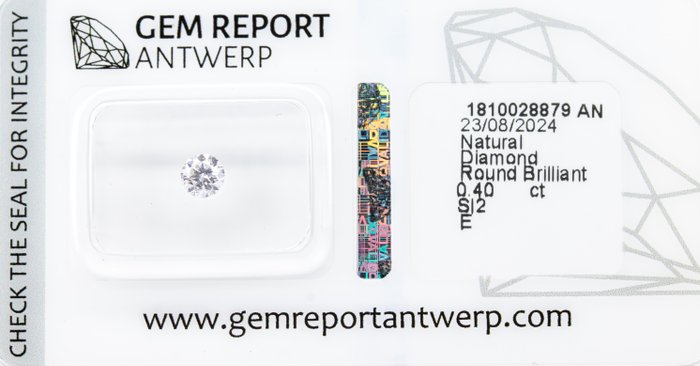 Ingen mindstepris - 1 pcs Diamant  (Natur)  - 0.40 ct - Rund - E - SI2 - Gem Report Antwerp (GRA)