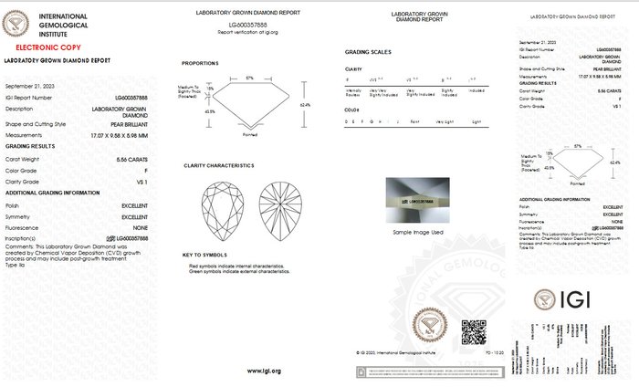 Ingen mindstepris - Ring - 18 kraat Gulguld -  5.56ct. tw. Diamant (Laboratoriedyrket) - F VS1