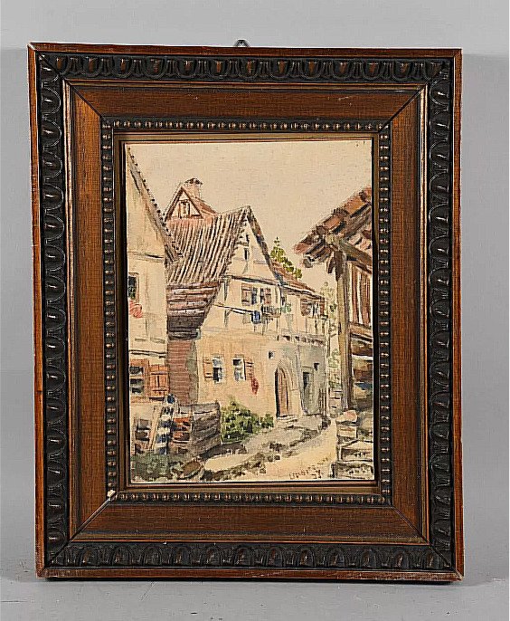 Julius Kolber (1880-1940) - Village street in Leonberg - NO RESERVE