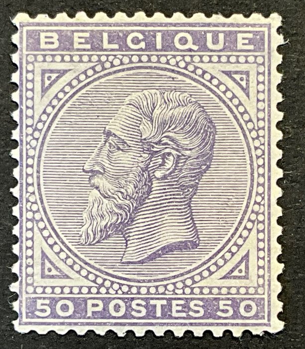 Belgien 1883/1883 - Leopold II "Nye typer" - 50c Lys Violet - POSTFRIS - Flot Center - OBP 41 - ZONDER RESERVEPRIJS