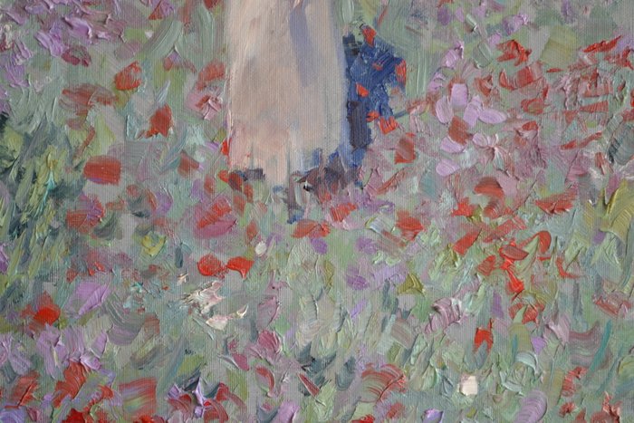 Chris van Dijk  (1952) Impressionist - " Le Pré en fleurs "