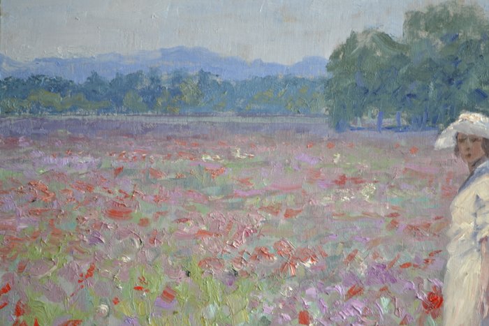 Chris van Dijk  (1952) Impressionist - " Le Pré en fleurs "