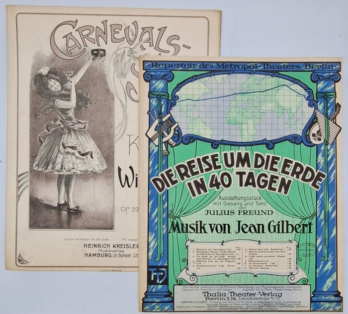 Verschiedene Komponisten - Einmaliges Konvolut mit 41 illustrierten Musikdrucken (Klavierstücke und Lieder) - 1890-1925