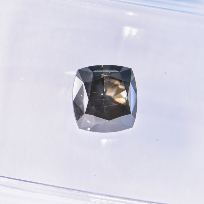 Ingen mindstepris - 1 pcs Diamant  (Naturfarvet)  - 1.05 ct - Pude - Fancy dark Grå, Grønlig Gul - SI2 - International Gemological Institute (IGI)