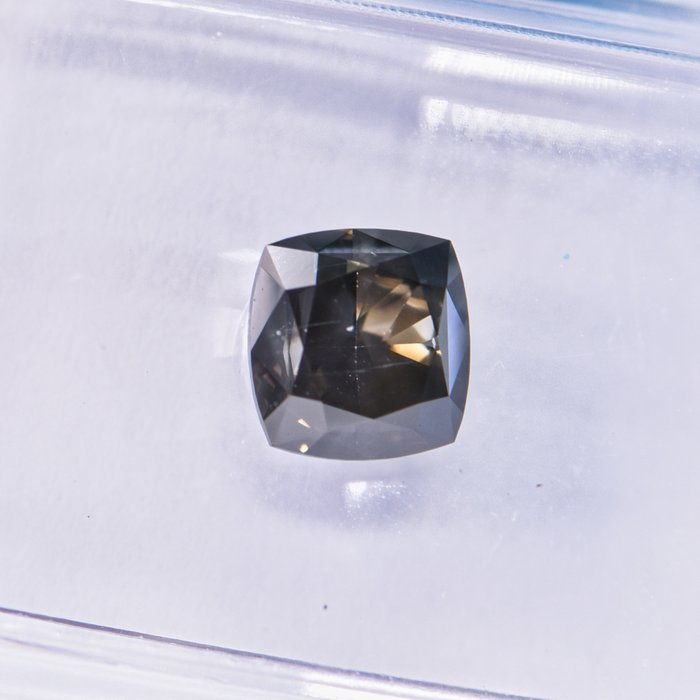 Ingen mindstepris - 1 pcs Diamant  (Naturfarvet)  - 1.05 ct - Pude - Fancy dark Grå, Grønlig Gul - SI2 - International Gemological Institute (IGI)