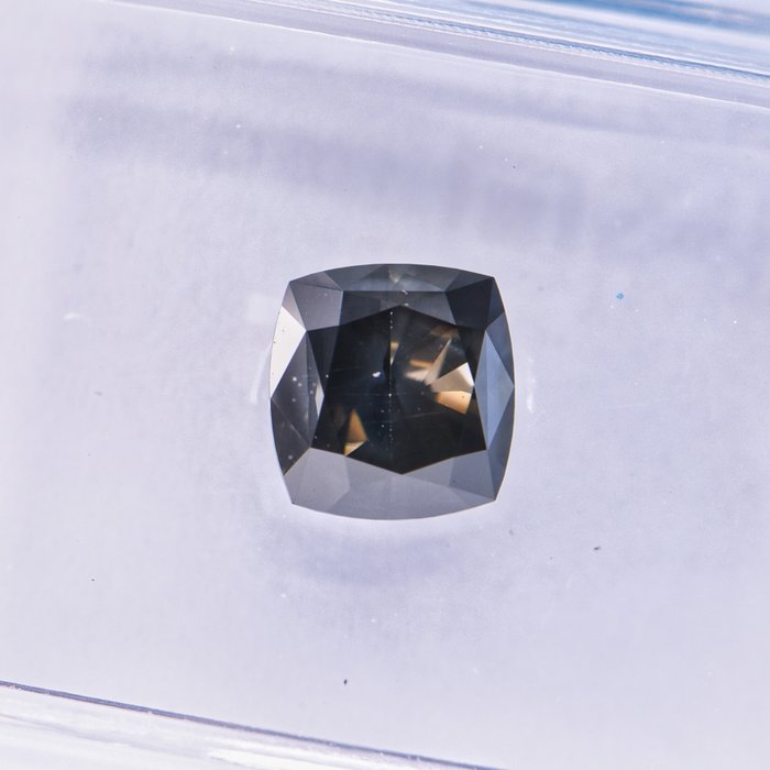 Ingen mindstepris - 1 pcs Diamant  (Naturfarvet)  - 1.05 ct - Pude - Fancy dark Grå, Grønlig Gul - SI2 - International Gemological Institute (IGI)