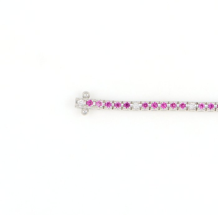 Ingen mindstepris - Armbånd - 18 kraat Hvidguld -  1.27ct. tw. Rubin - Diamant