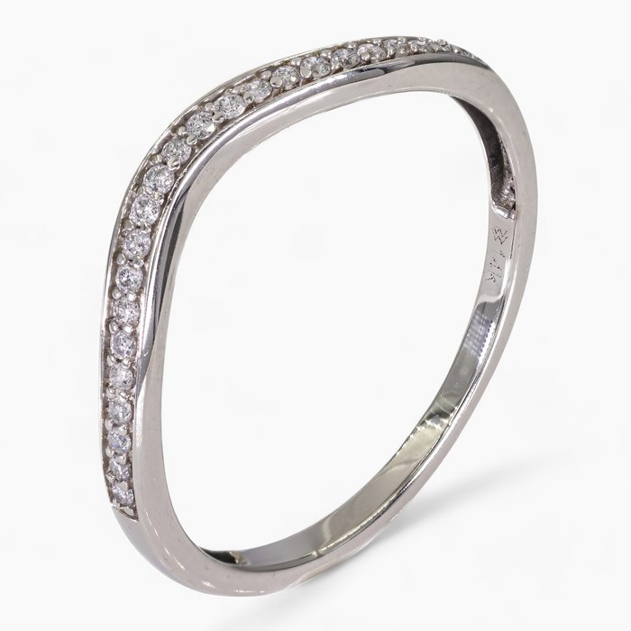 Ingen mindstepris - Ring - 14 karat Hvidguld, IGI Antwerpen certificeret - 0,13 ct diamanter -  0.13ct. tw. Diamant (Natur)