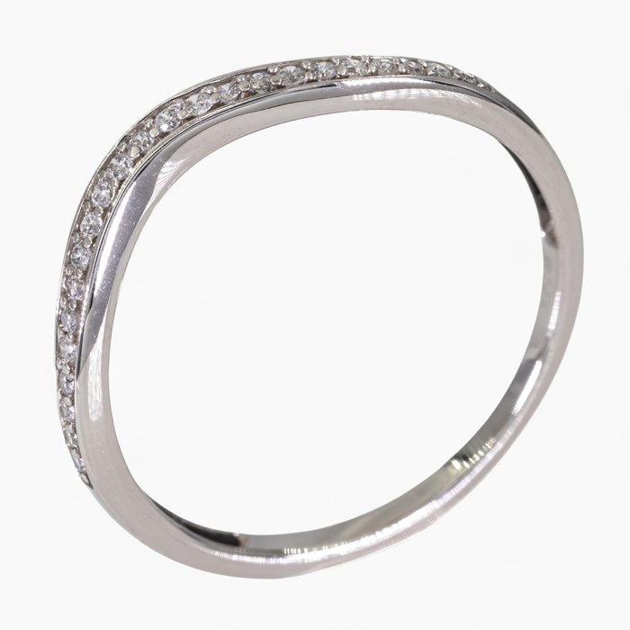 Ingen mindstepris - Ring - 14 karat Hvidguld, IGI Antwerpen certificeret - 0,13 ct diamanter -  0.13ct. tw. Diamant (Natur)