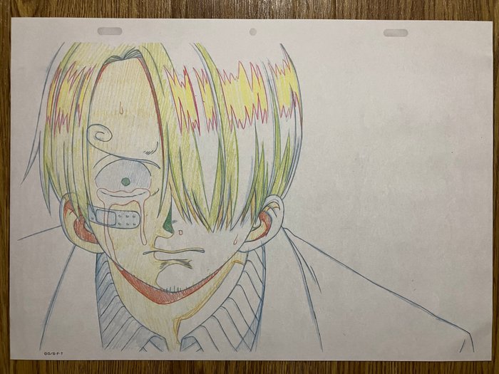 Eiichiro Oda - 1 Officiel replika af anime cels skitser - One Piece - The emotional scene where Sanji cries