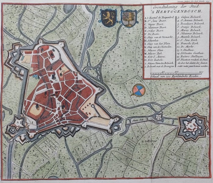 Holland - Den Bosch; Isaak Tirion - Grondtekening der stad ´S Hertogenbosch - 1740