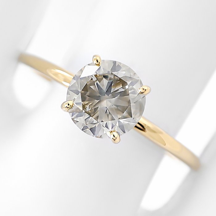 Ring - 14 karat Gulguld -  1.12ct. tw. Gul Diamant (Naturfarvet)