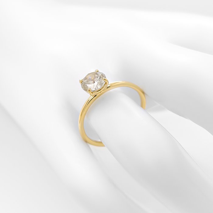 Ring - 14 karat Gulguld -  1.12ct. tw. Gul Diamant (Naturfarvet)