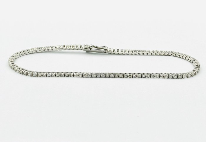 Tennisarmbånd - 18 kraat Hvidguld -  120ct tw Diamant (Natur)