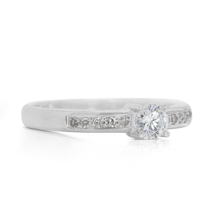 Ring - 18 kraat Hvidguld -  028ct tw Diamant (Natur)  - Diamant