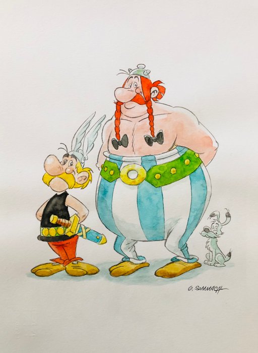 Sommacal, Giorgio - 1 Original colour drawing - Asterix e Obelix