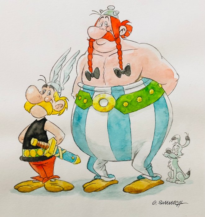 Sommacal, Giorgio - 1 Original colour drawing - Asterix e Obelix